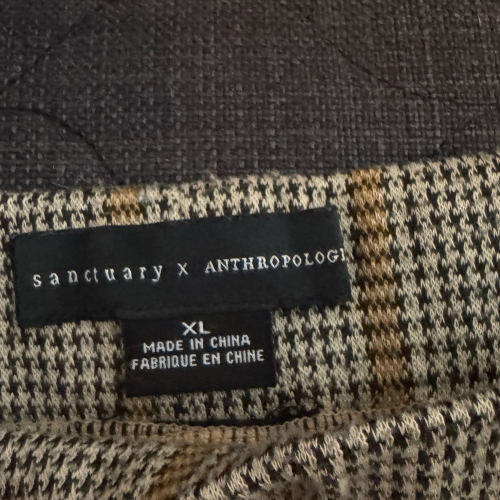 Black, brown, and deep yellow plaid cropped pants from Anthropologie